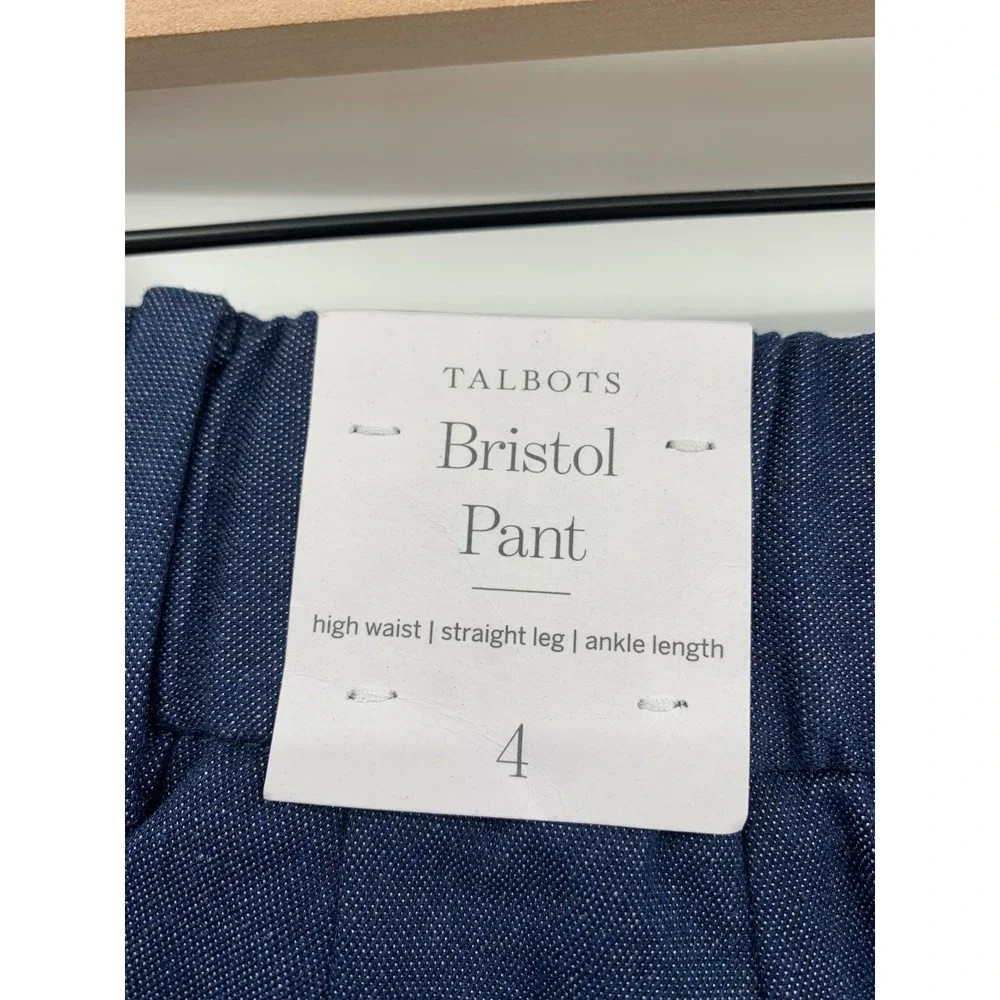 Talbots Pants Womens 4 Blue Bristol High Waist Straight Leg Ankle NEW